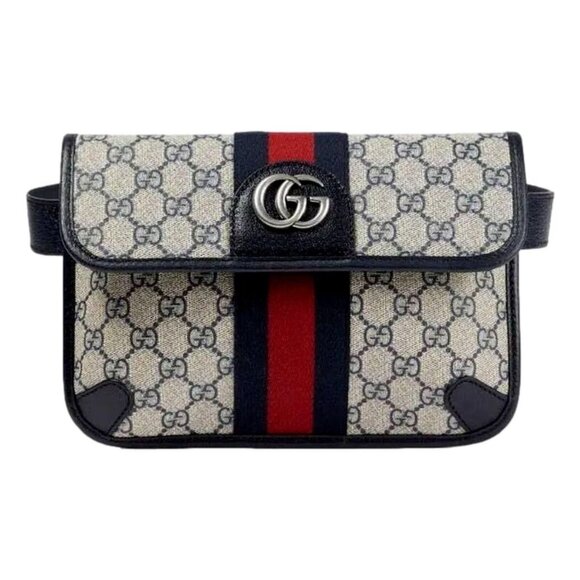 NWT Gucci GG Supreme Belt Bag Web Ophidia Brown White Blue Marmont 674081 90 Cm - Picture 2 of 11